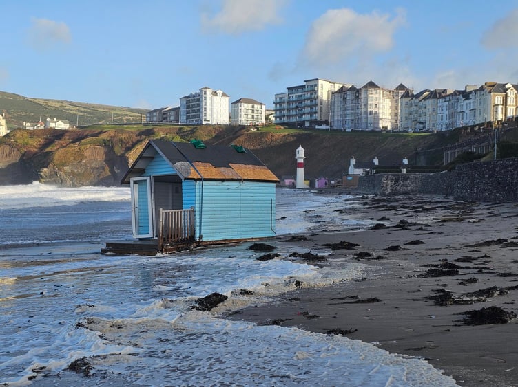 One of the huts moved a considerable distance along the beach during the storm