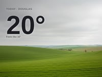 Douglas: cloudy day, high of 20°C