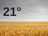 Douglas: overcast day, high of 21°C