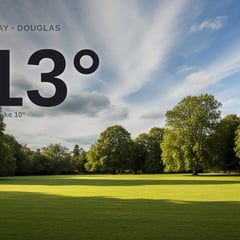 Douglas: partly cloudy day, high of 13°C