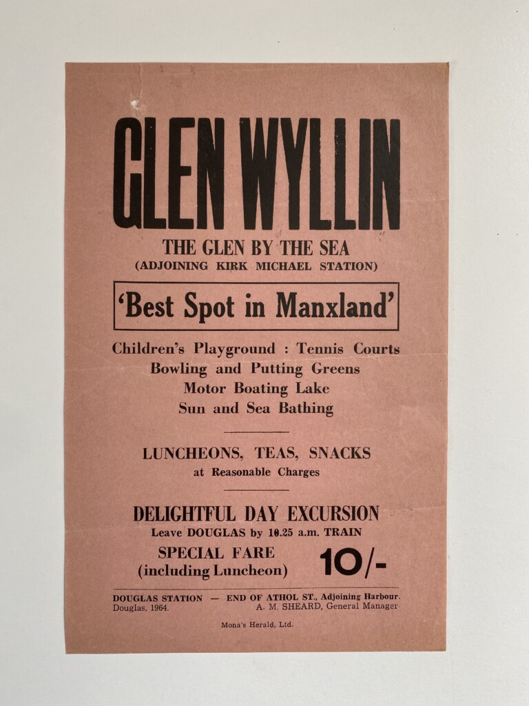 So, next time you’re in the Glen - for whatever reason - you’ll be able to tell everyone there that it used to be the ‘Best spot in Manxland’ - and you can collectively consider, ‘what happened?’. You’re welcome.
Poster from 1964, dubbing Glen Wyllin as 'the best spot in Manxland'. Photo by AFW (poster belonged to my grandad)