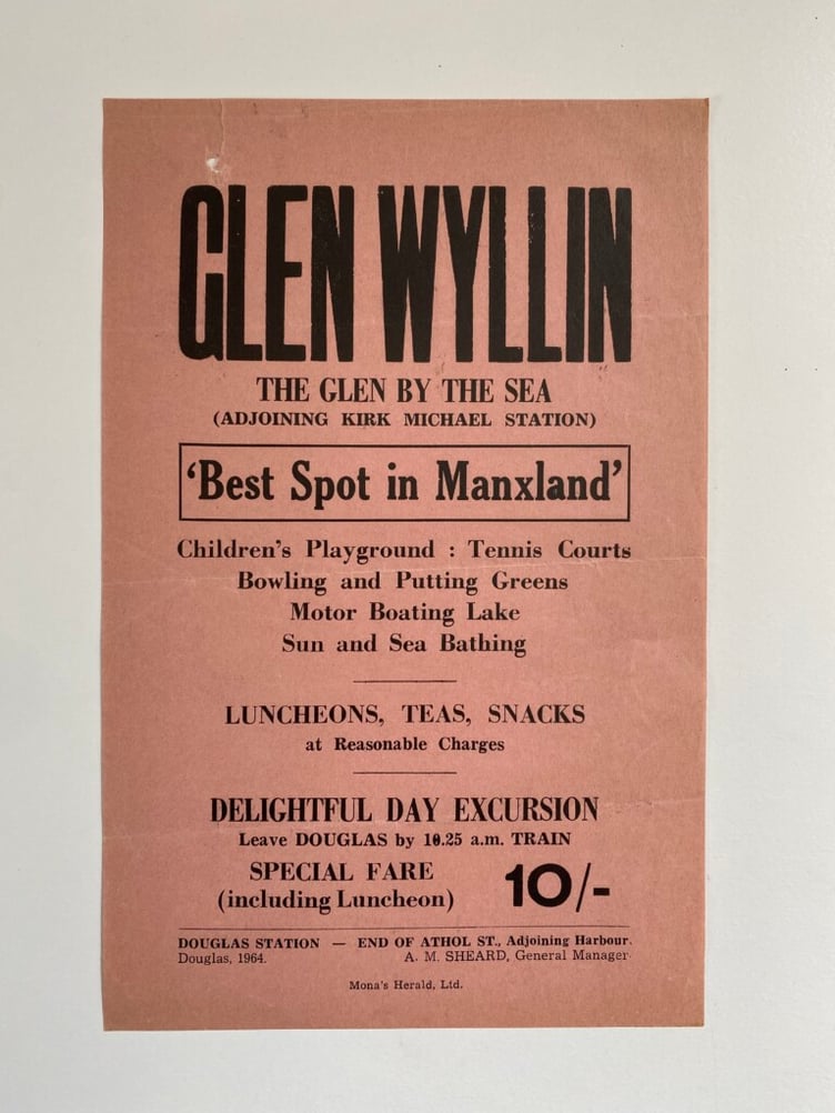 So, next time you’re in the Glen - for whatever reason - you’ll be able to tell everyone there that it used to be the ‘Best spot in Manxland’ - and you can collectively consider, ‘what happened?’. You’re welcome.
Poster from 1964, dubbing Glen Wyllin as 'the best spot in Manxland'. Photo by AFW (poster belonged to my grandad)